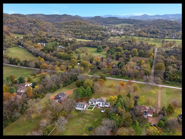 bird's eye view with a mountain view