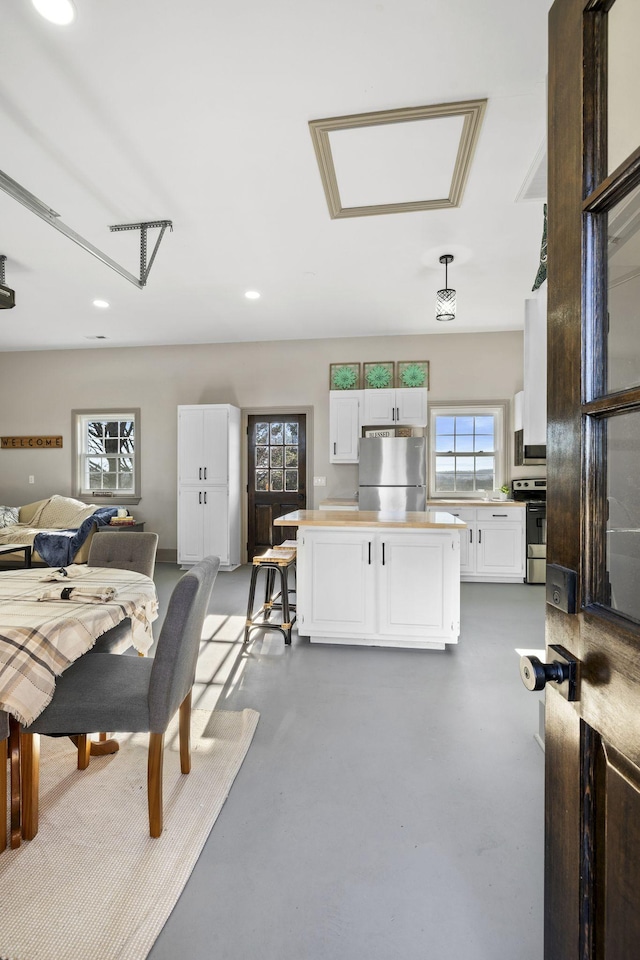 interior space featuring concrete floors