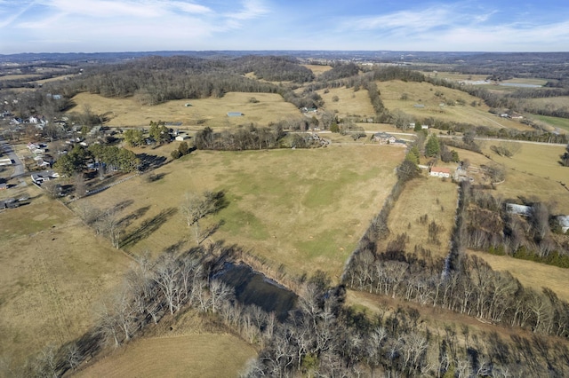 aerial view featuring a rural view