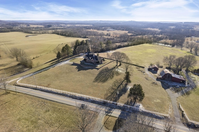 aerial view featuring a rural view