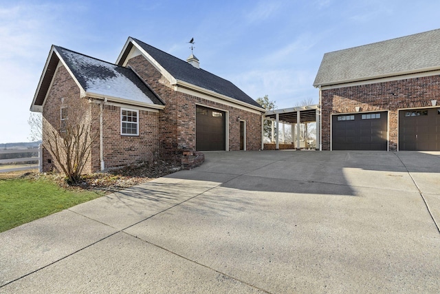 view of side of home with a garage