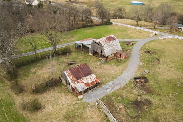 aerial view featuring a rural view
