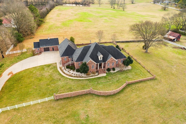 bird's eye view with a rural view