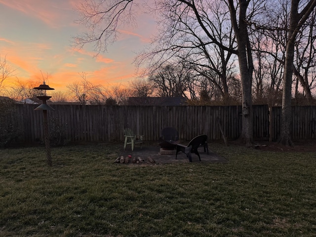 view of yard featuring a fenced backyard and a patio