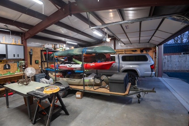 garage with a garage door opener