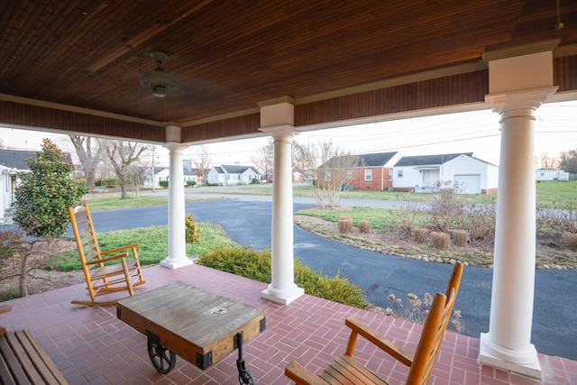 view of patio / terrace featuring a residential view