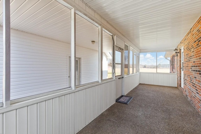 view of unfurnished sunroom