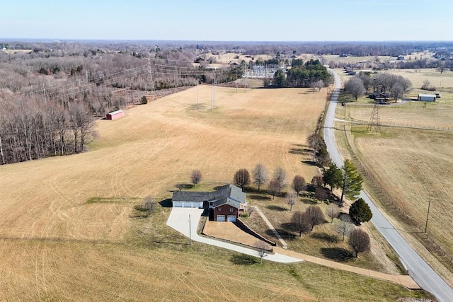 drone / aerial view with a rural view