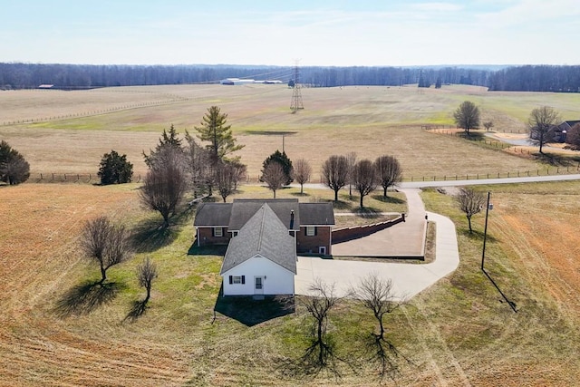 aerial view featuring a rural view