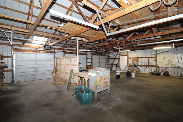 garage with a garage door opener