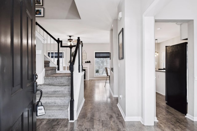 foyer with wood-type flooring