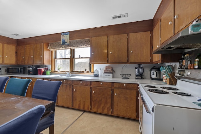 kitchen featuring sink and white electric stove