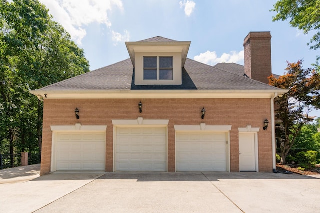 exterior space featuring a garage