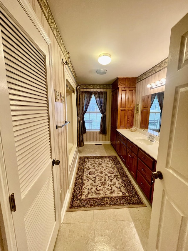 bathroom featuring vanity and tile patterned floors