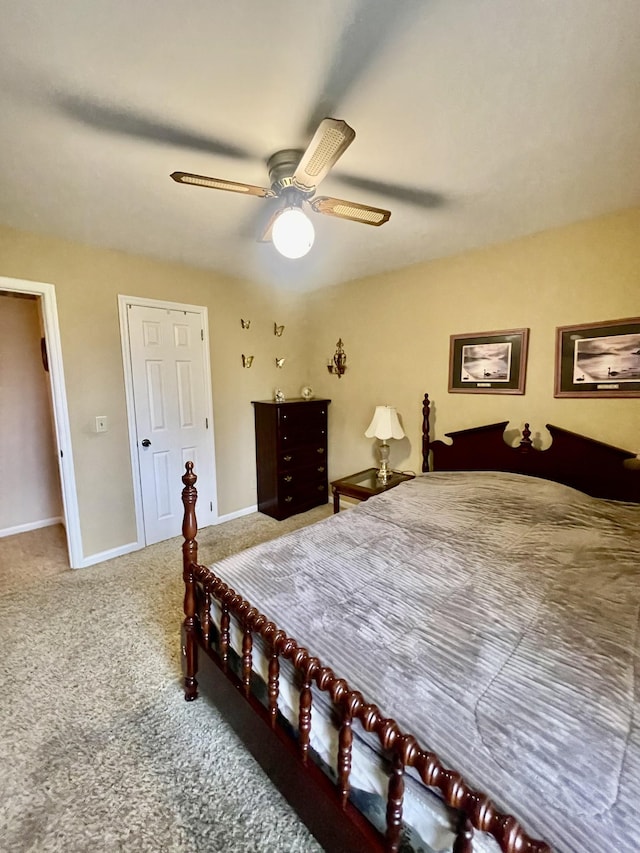 bedroom with carpet flooring and ceiling fan