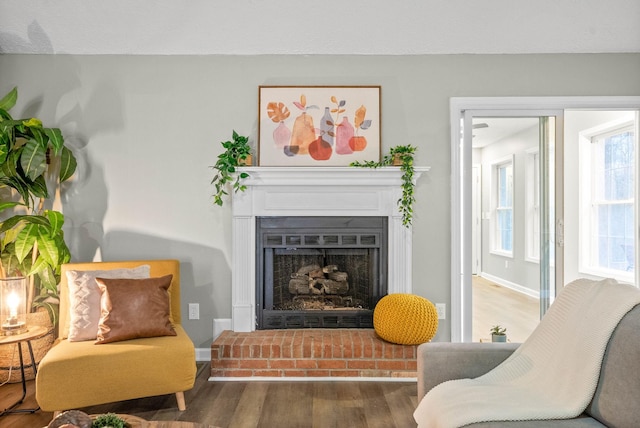 living area featuring hardwood / wood-style flooring