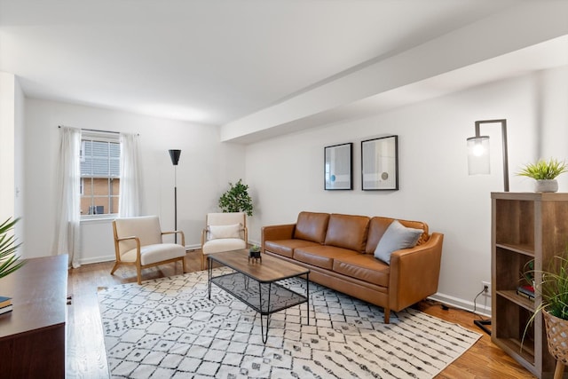 living room featuring light hardwood / wood-style flooring