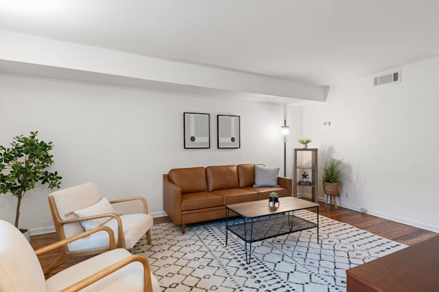 living room with wood-type flooring