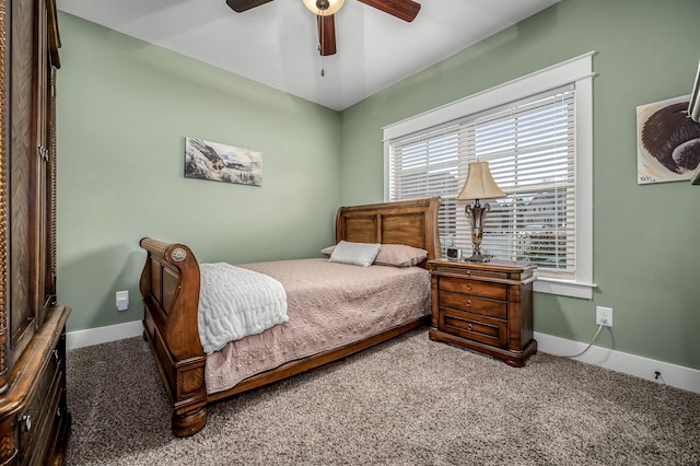 bedroom with carpet and ceiling fan