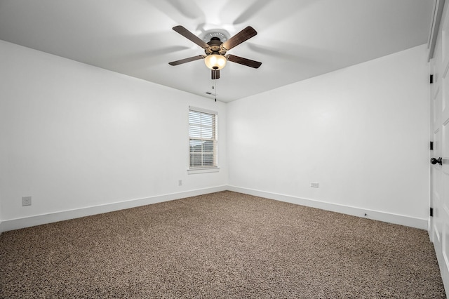 empty room with carpet floors and ceiling fan