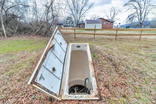 view of storm shelter