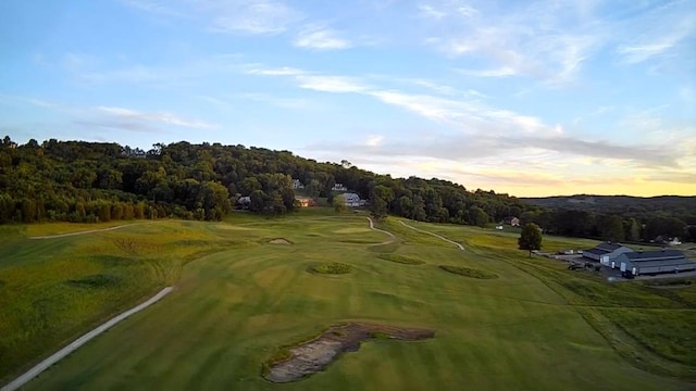 view of aerial view at dusk