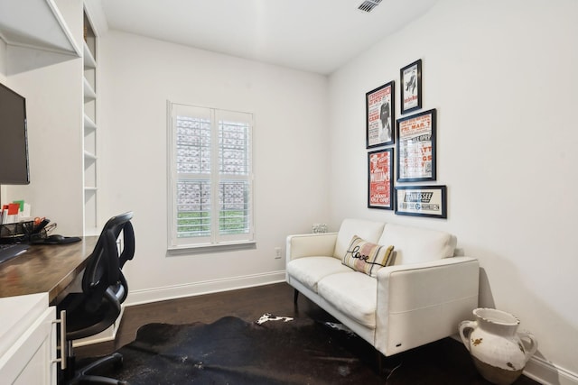 office space featuring dark hardwood / wood-style floors