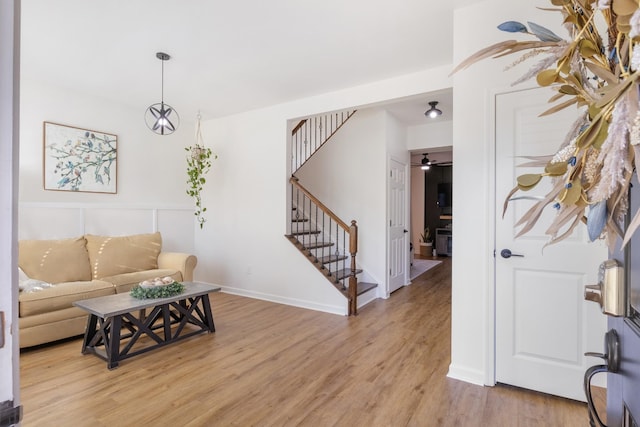 living room with light wood-type flooring