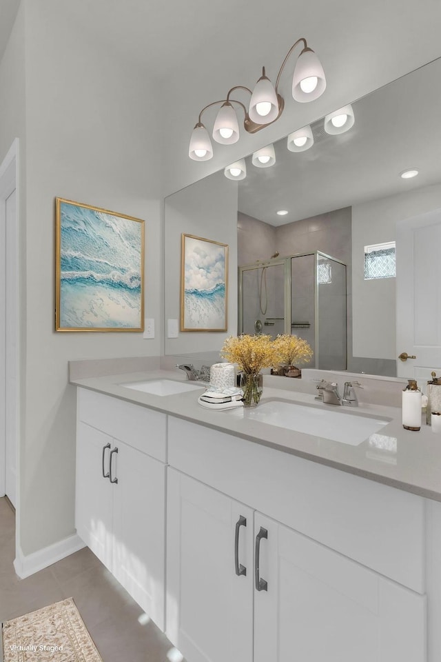 3280 Holiday Ln, Columbia, TN 38401 - bathroom with double vanity and a stall shower