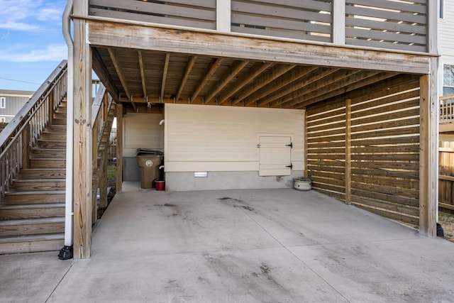 garage with a carport