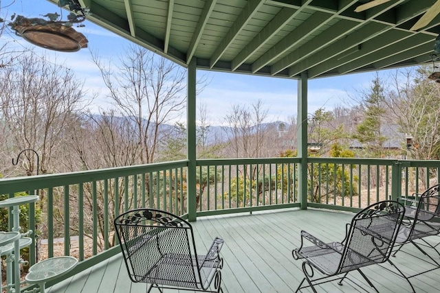 deck with a mountain view