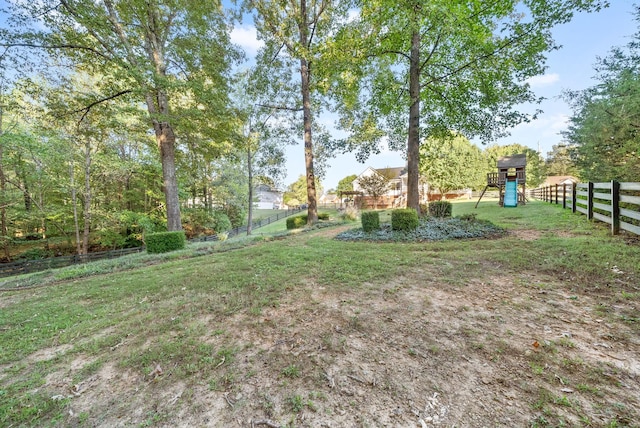 view of yard featuring a playground