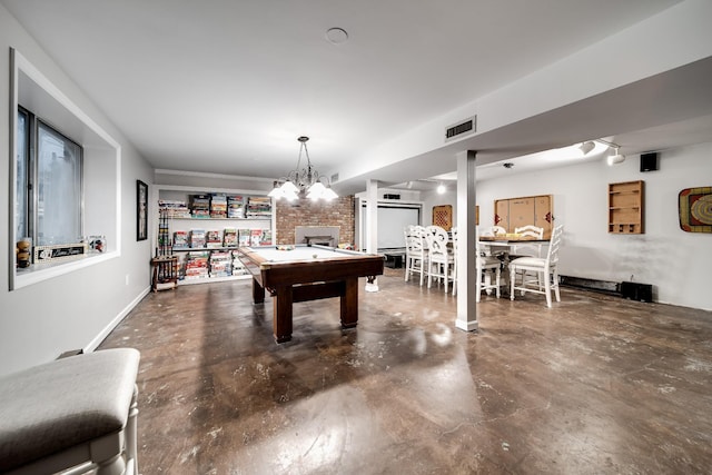 game room featuring pool table