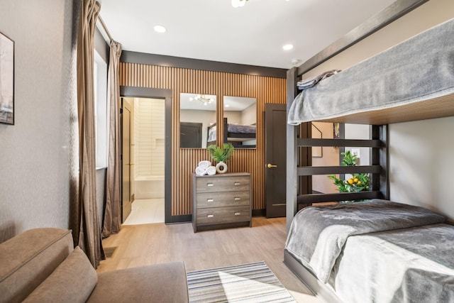 bedroom with light wood-type flooring