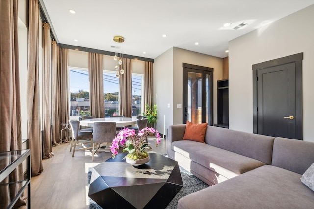 living room featuring light hardwood / wood-style flooring