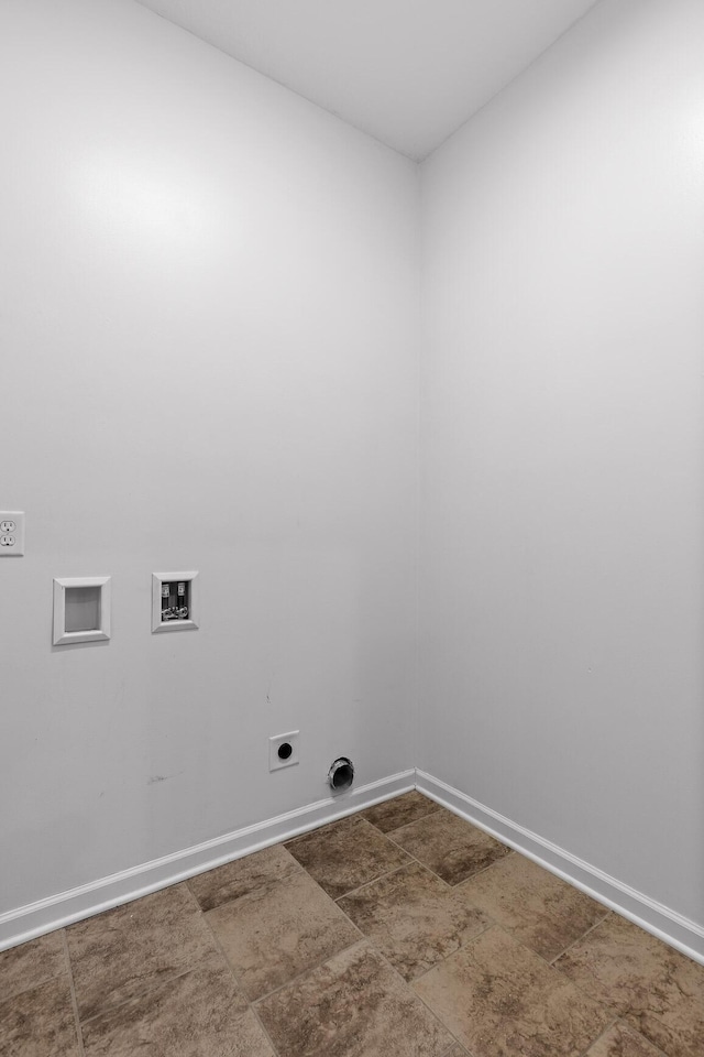 clothes washing area featuring hookup for a washing machine and hookup for an electric dryer