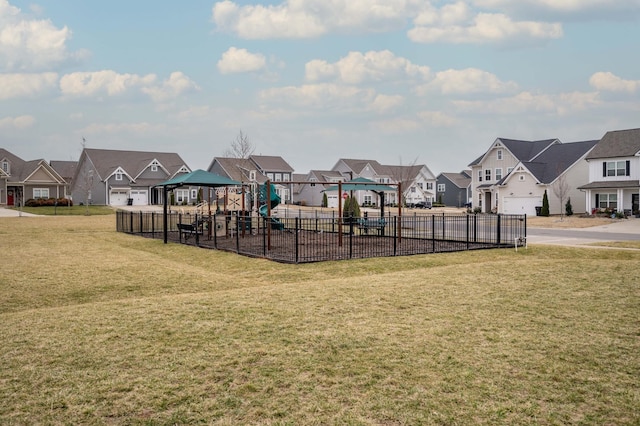 view of play area with a yard