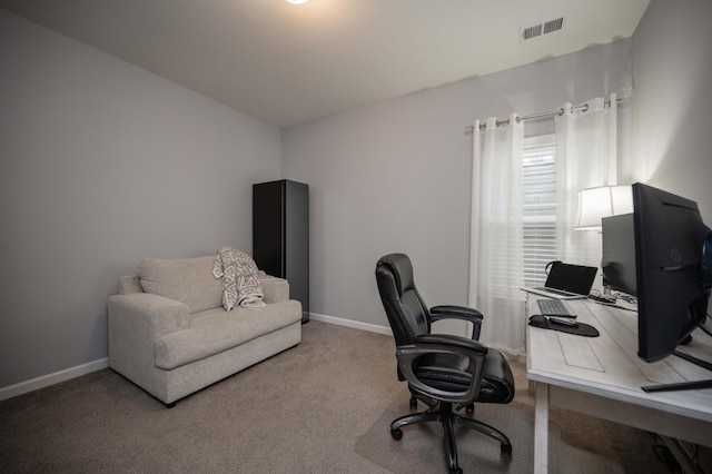 view of carpeted office space