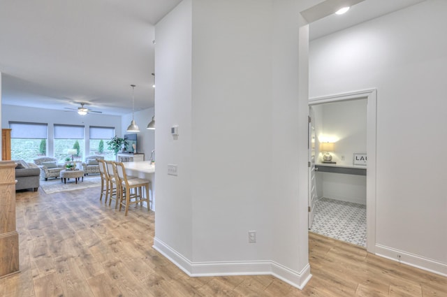 corridor featuring hardwood / wood-style flooring