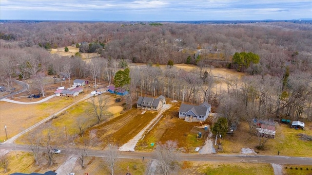 aerial view with a wooded view