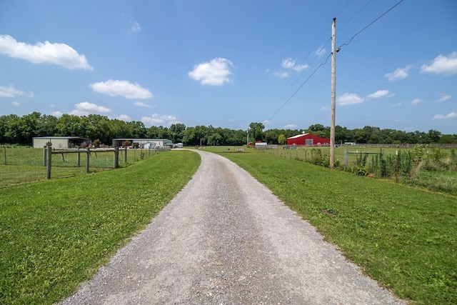 view of street with a rural view