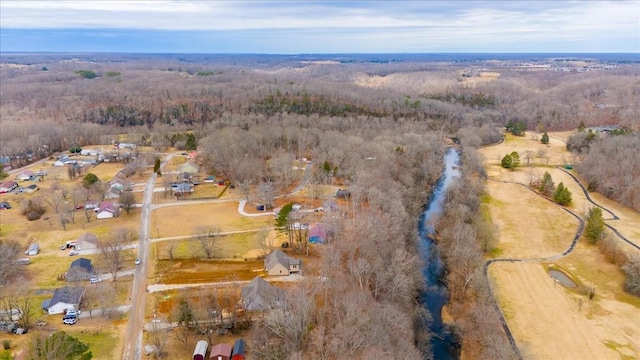 aerial view with a wooded view