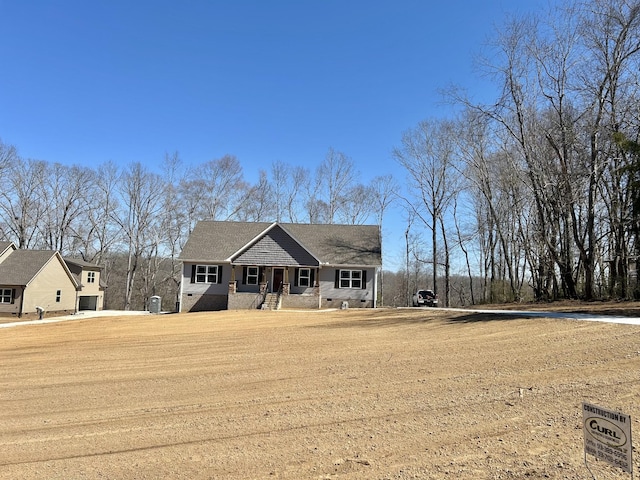 view of front facade with crawl space