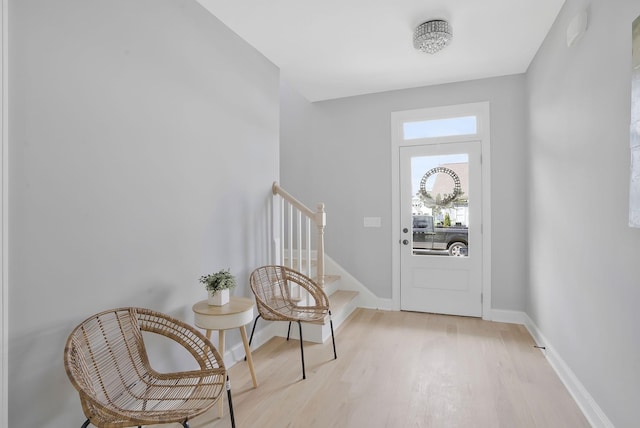 entrance foyer featuring light wood-type flooring