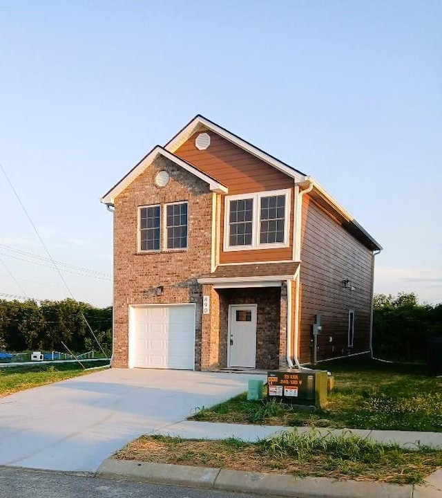 view of front facade with a garage