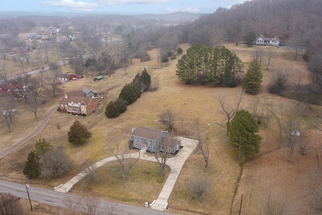 aerial view featuring a rural view