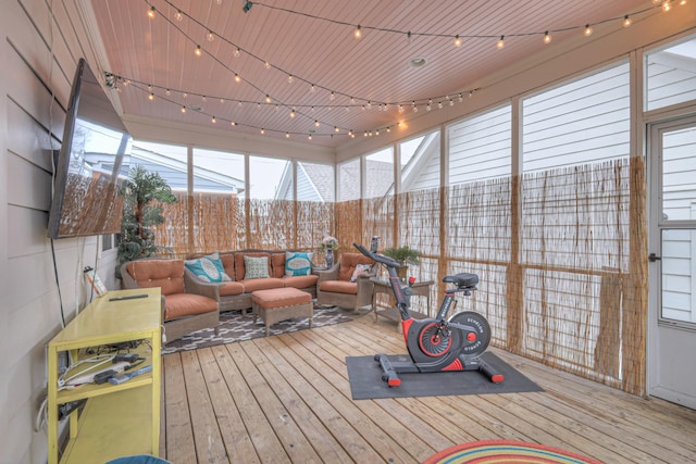 sunroom with rail lighting