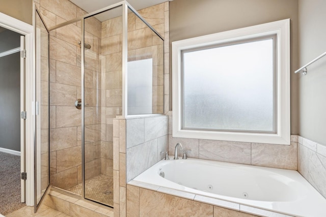 bathroom with plus walk in shower