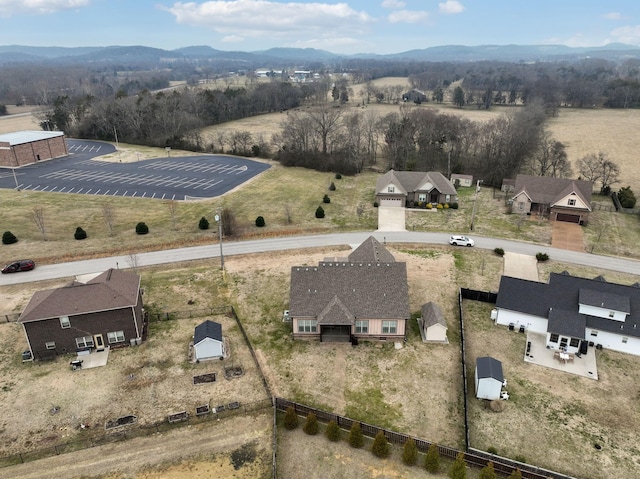 drone / aerial view with a mountain view