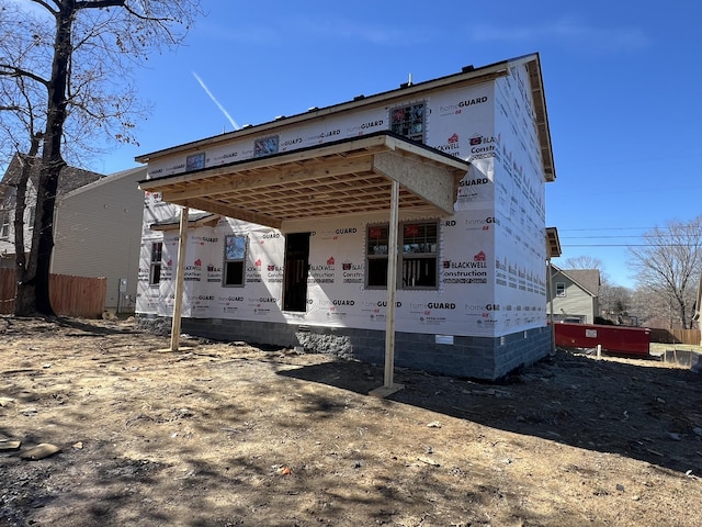 property in mid-construction with crawl space